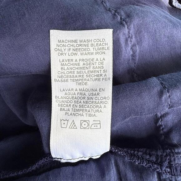 Velvet by Graham & Spencer Reece Silk Cotton Dress Navy Blue Cavern Short Sleeve - Picture 7 of 13